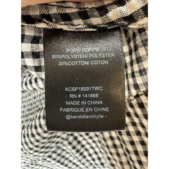 Kendall & Kylie Gingham Plaid Blouse Preppy Coquette Peasant Farmcore Picnic M - Picture 7 of 8